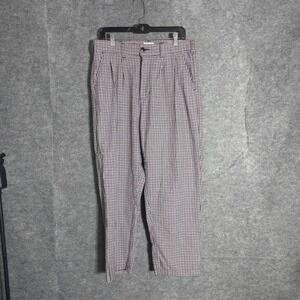 Obey Pleated Trousers Mens 32 Burgundy Houndstooth Tapered Skate Chino Pants